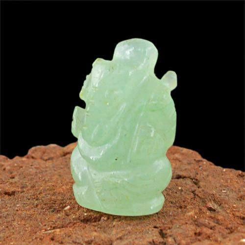 gemsmore:Genuine Carved Ganesha Green Aquamarine Gemstone
