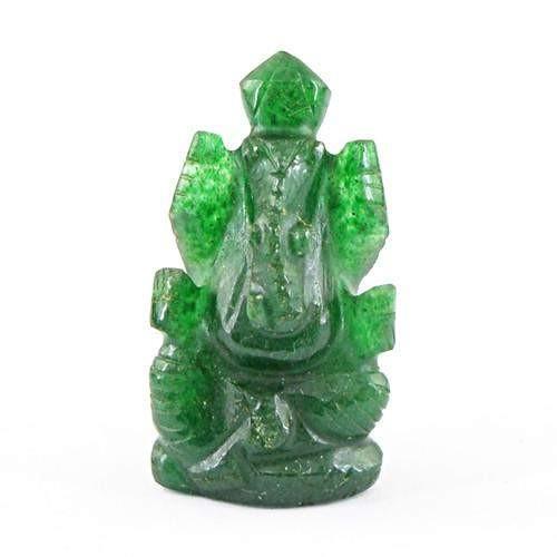 gemsmore:Genuine Carved Ganesha Green Jade Gemstone
