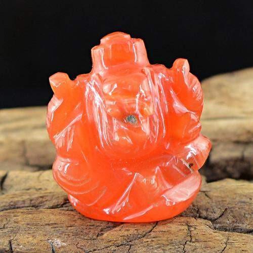 gemsmore:Genuine Carved Ganesha Orange Carnelian Gemstone