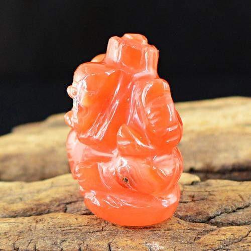 gemsmore:Genuine Carved Ganesha Orange Carnelian Gemstone