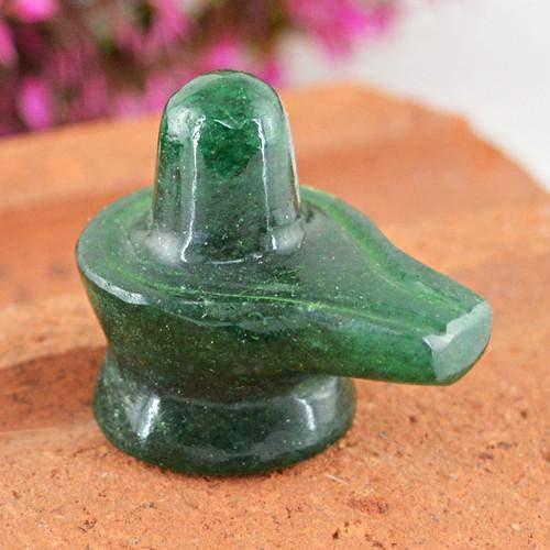 gemsmore:Genuine Carved Shivling Green Jade Gemstone