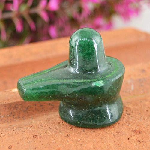 gemsmore:Genuine Carved Shivling Green Jade Gemstone