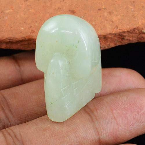 gemsmore:Genuine Carved Skull Green Aquamarine Gemstone