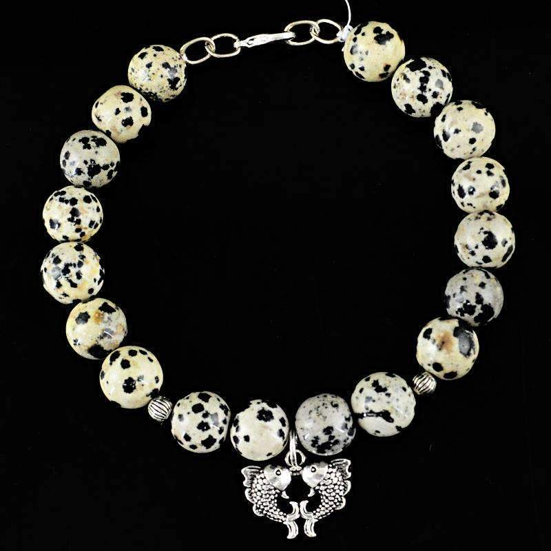 gemsmore:Genuine Dalmatian Jasper Bracelet Natural Round Shape Beads