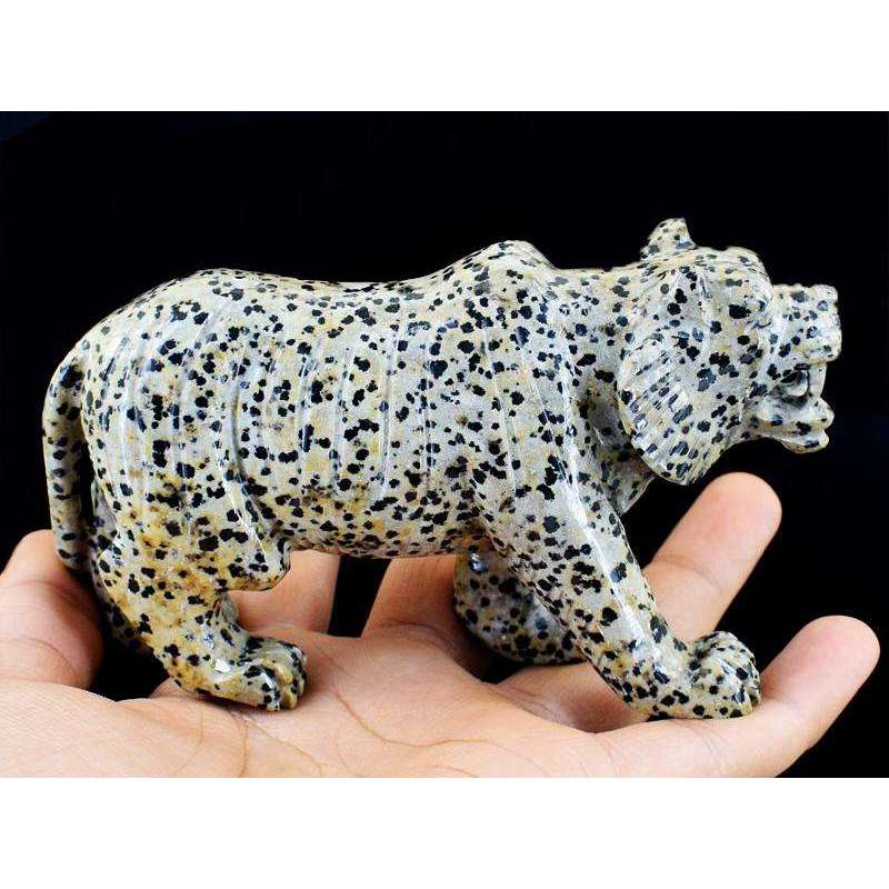 gemsmore:Genuine Dalmation Jasper Artisian Carved Tiger