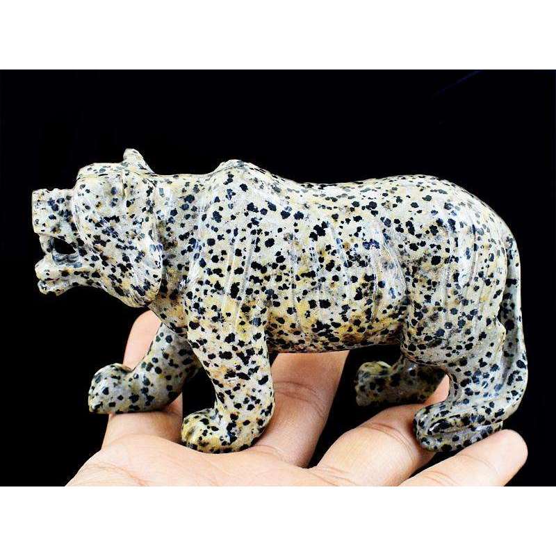 gemsmore:Genuine Dalmation Jasper Artisian Carved Tiger