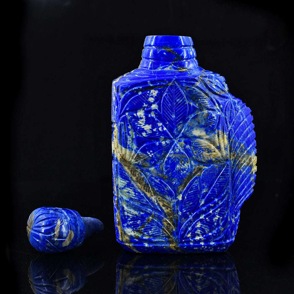 gemsmore:Genuine Denim Blue Lapis Lazuli Hand Carved Genuine Crystal Gemstone Carving Perfume Bottle