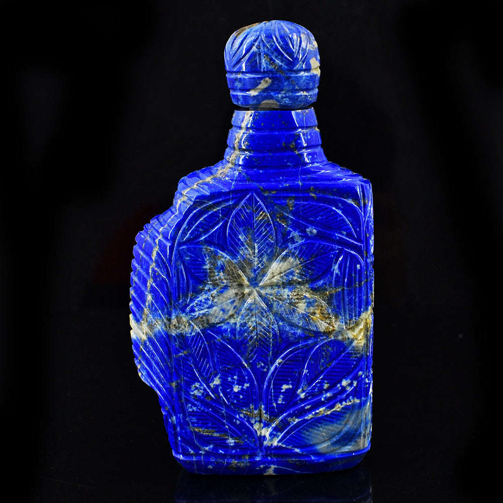 gemsmore:Genuine Denim Blue Lapis Lazuli Hand Carved Genuine Crystal Gemstone Carving Perfume Bottle