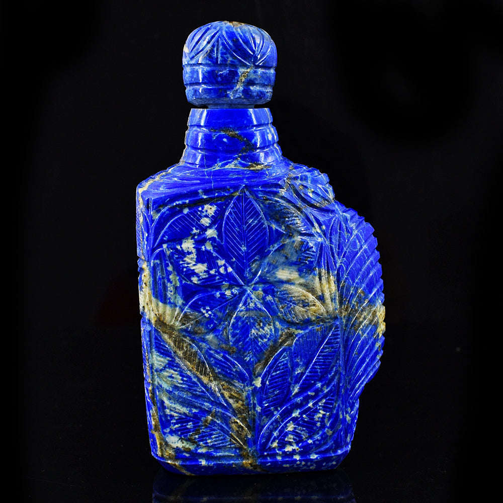 gemsmore:Genuine Denim Blue Lapis Lazuli Hand Carved Genuine Crystal Gemstone Carving Perfume Bottle