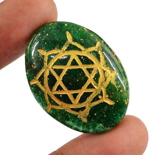 gemsmore:Genuine Designer Chakra Green Jade Gemstone