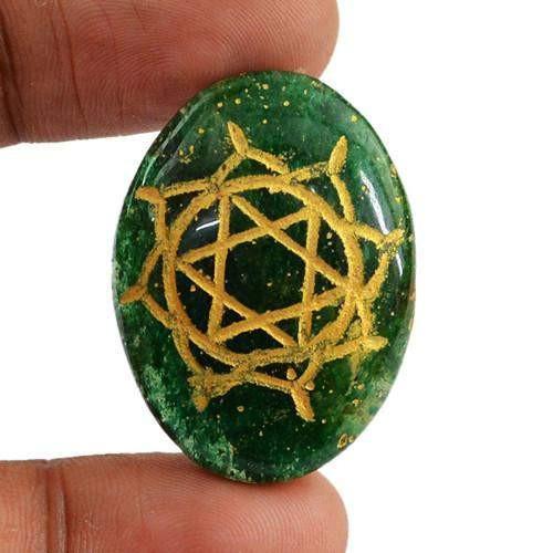 gemsmore:Genuine Designer Chakra Green Jade Gemstone