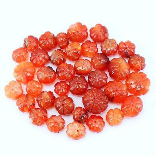 gemsmore:Genuine Drilled Carved Orange Carnelian Beads Lot