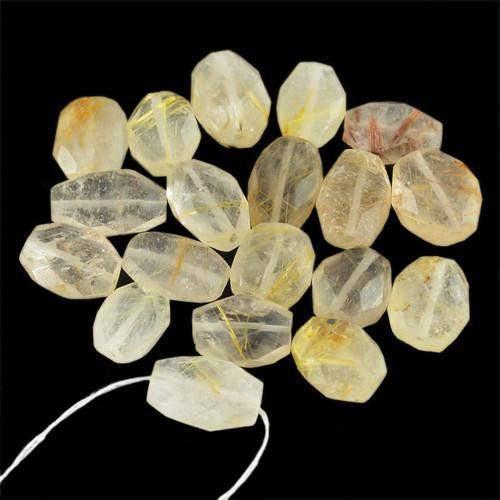 gemsmore:Genuine Drilled Faceted Rutile Quartz Beads Lot