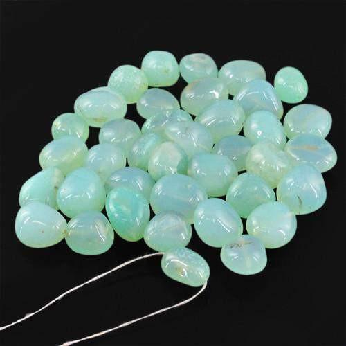 gemsmore:Genuine Drilled Green Chalcedony Beads Lot