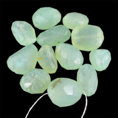gemsmore:Genuine Drilled Green Chalcedony Faceted Beads Lot