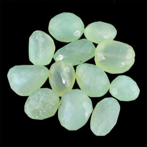 gemsmore:Genuine Drilled Green Chalcedony Faceted Beads Lot