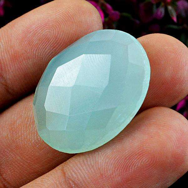 gemsmore:Genuine Faceted Chalcedony Oval Shape Untreated Loose gemstone