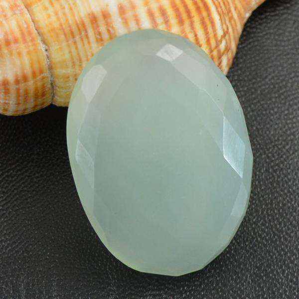 gemsmore:Genuine Faceted Green Chalcedony Oval Shape Untreated Loose gemstone