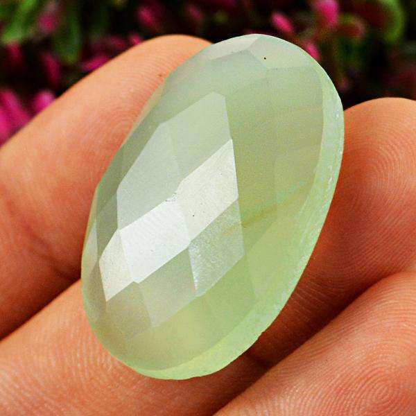 gemsmore:Genuine Faceted Green Chalcedony Oval Shape Untreated Loose gemstone