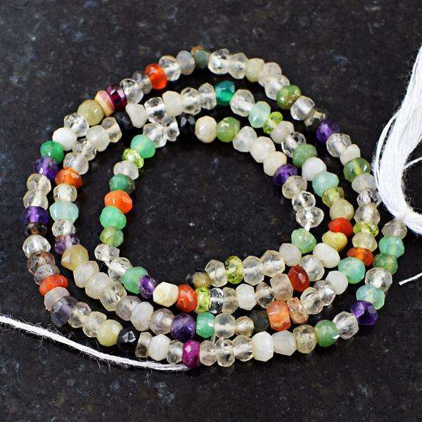 gemsmore:Genuine Faceted Multicolor Mix Gem Drilled Beads Strand