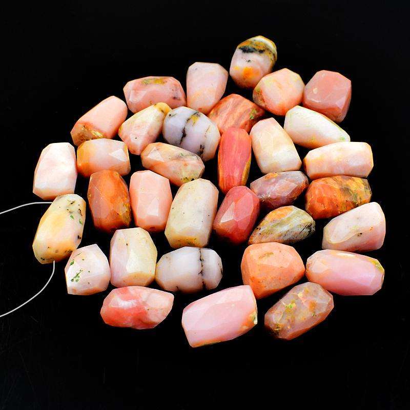 gemsmore:Genuine Faceted Pink Australian Opal Drilled Beads Lot