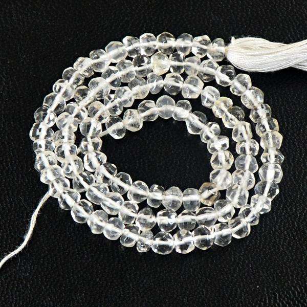 gemsmore:Genuine Faceted White Quartz Round Shape Drilled Beads strand
