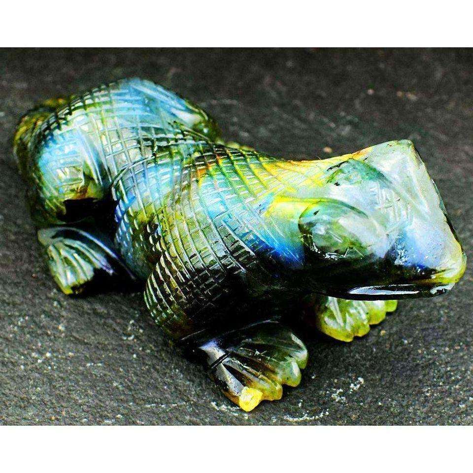 gemsmore:Genuine Flashy Labradorite Combodo Dragon Hand Carved