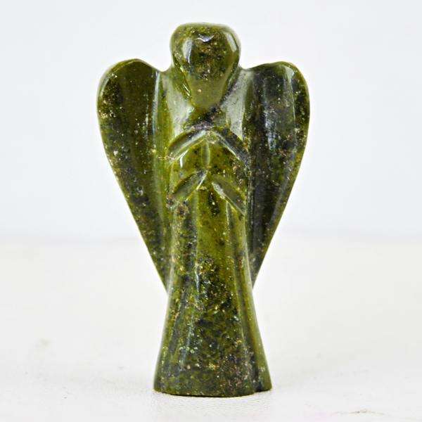 gemsmore:Genuine Forest Green Jasper Carved Angel Gemstone