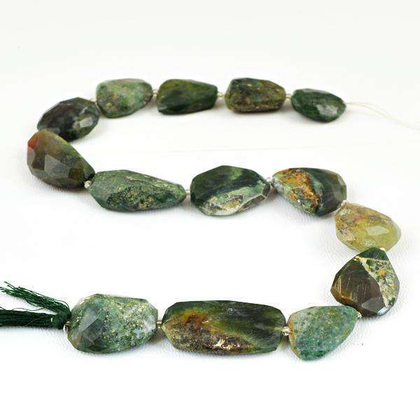 gemsmore:Genuine Forest Green Jasper Faceted Drilled Beads Strand