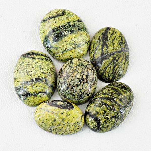 gemsmore:Genuine Forest Green Jasper Oval Shape Loose Gemstone Lot