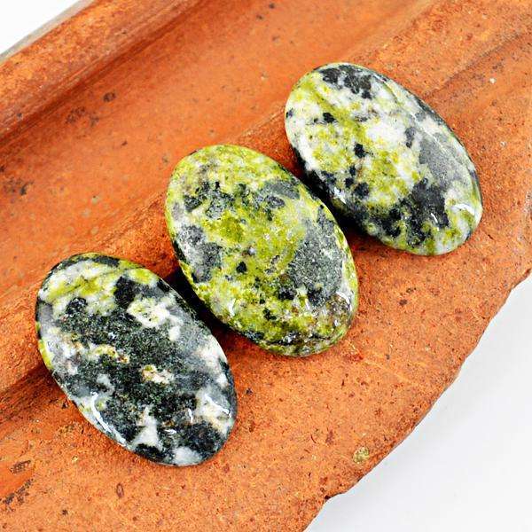 gemsmore:Genuine Forest Green Jasper Oval Shape Loose Gemstone Lot