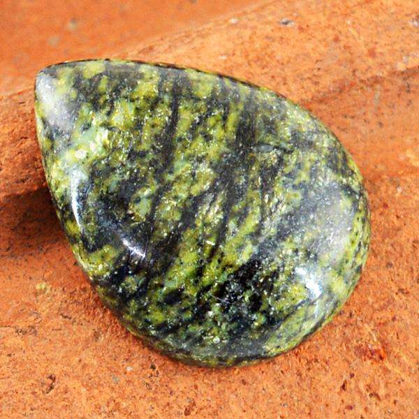 gemsmore:Genuine Forest Green Jasper Pear Shape Loose Untreated Gemstone