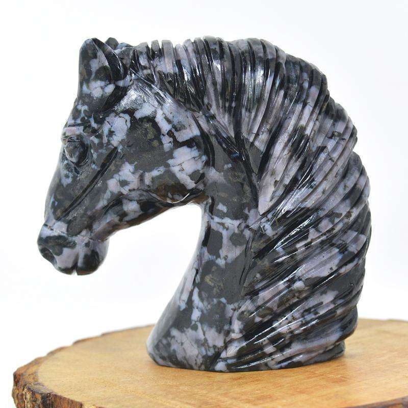 gemsmore:Genuine Gabrella Jasper Hand Carved Horse Head