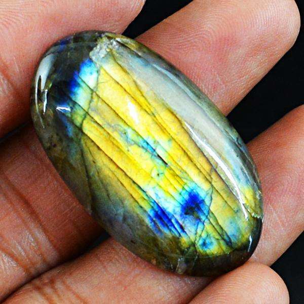 gemsmore:Genuine Golden & Blue Flash Oval Shape Labradorite Loose Gemstone