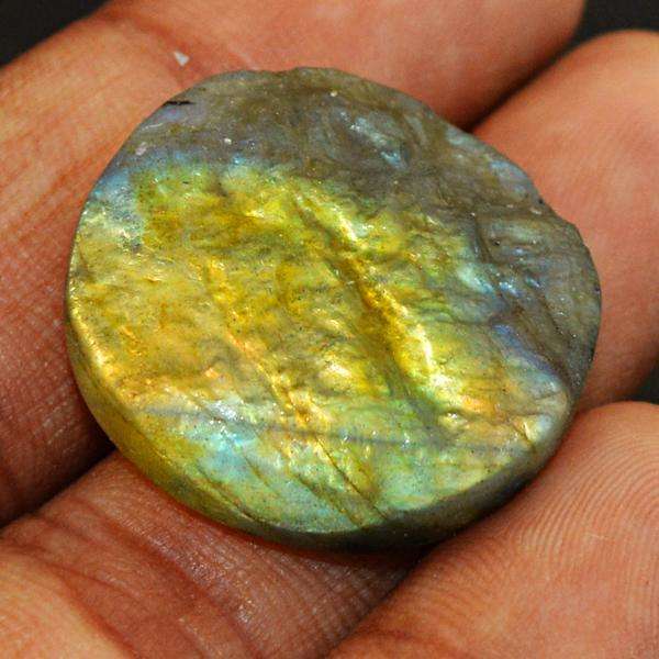 gemsmore:Genuine Golden Flash Labradorite Druzy Untreated Loose Gemstone