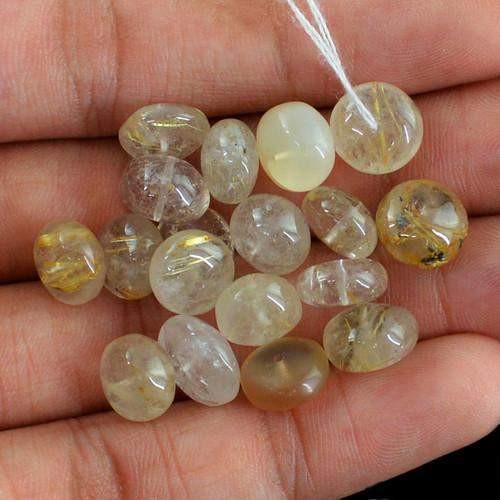 gemsmore:Genuine Golden Rutile Quartz Drilled Beads Lot