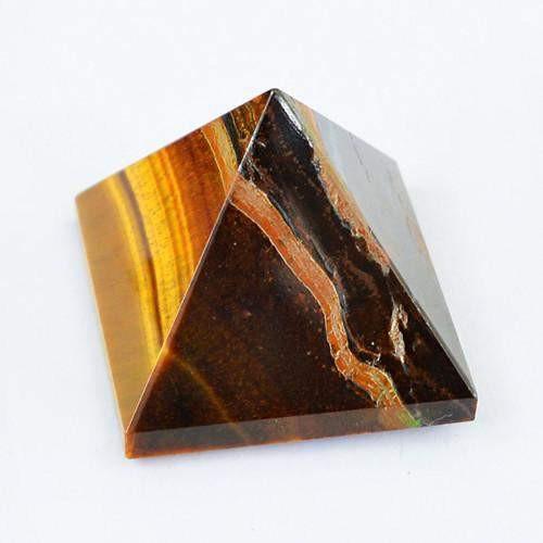 gemsmore:Genuine Golden Tiger Eye AAA Healing Pyramid