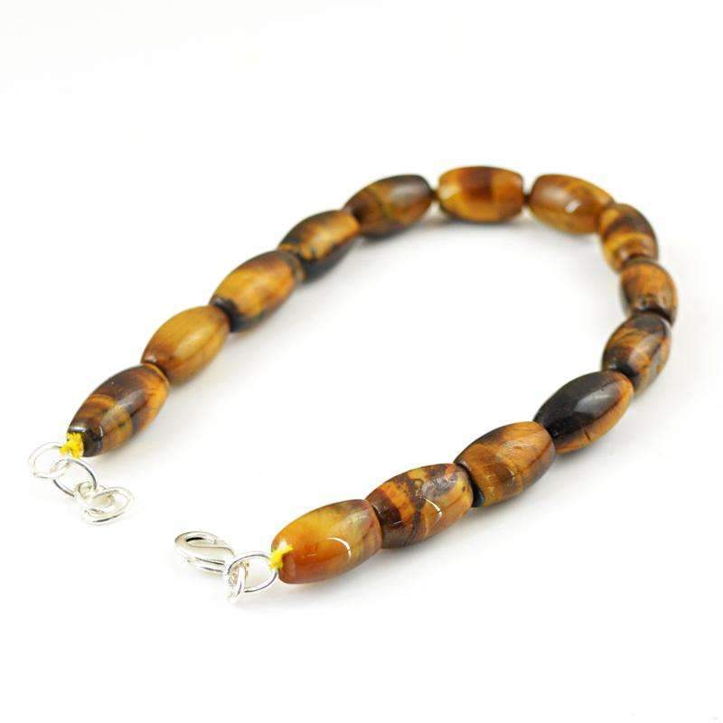 gemsmore:Genuine Golden Tiger Eye Bracelet Natural Untreated Beads