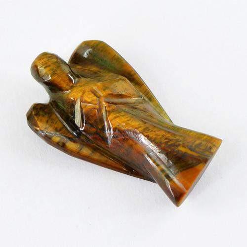 gemsmore:Genuine Golden Tiger Eye Carved Healing Angel Gemstone