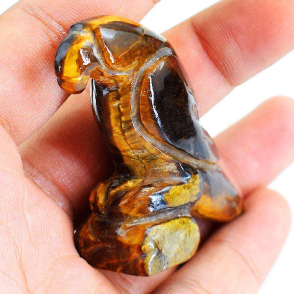 gemsmore:Genuine Golden Tiger Eye Carved Parrot