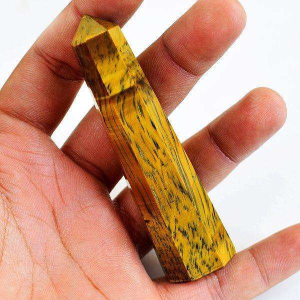 gemsmore:Genuine Golden Tiger Eye Carved Point