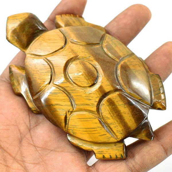 gemsmore:Genuine Golden Tiger Eye Craved Tortoise