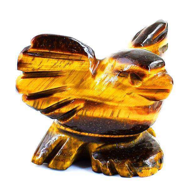 gemsmore:Genuine Golden Tiger Eye Hand Carved Bird
