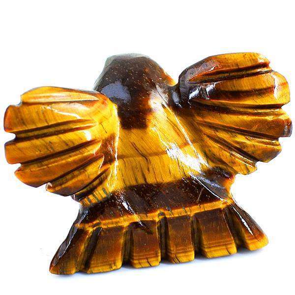 gemsmore:Genuine Golden Tiger Eye Hand Carved Bird
