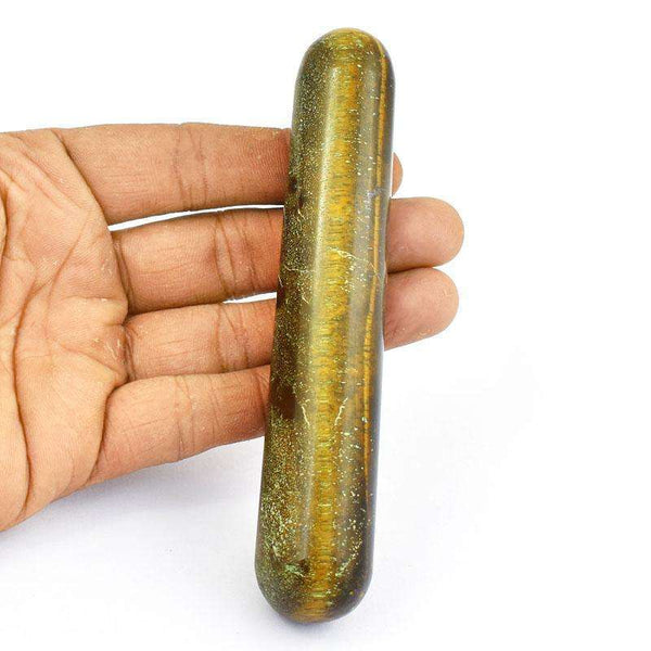 gemsmore:Genuine Golden Tiger Eye Hand Carved Healing Massage Wand