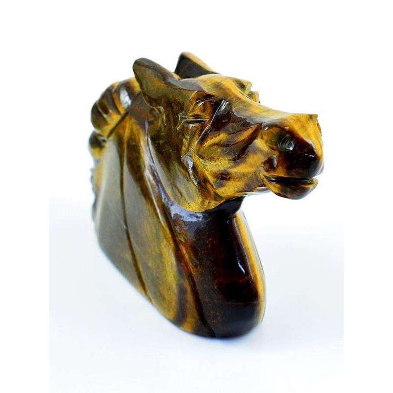 gemsmore:Genuine Golden Tiger Eye Hand Carved Horse Burst