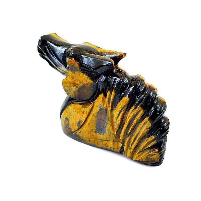 gemsmore:Genuine Golden Tiger Eye Hand Carved Horse Burst
