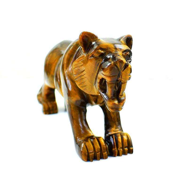 gemsmore:Genuine Golden Tiger Eye Hand Carved Tiger