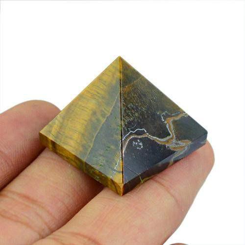 gemsmore:Genuine Golden Tiger Eye Healing Pyramid