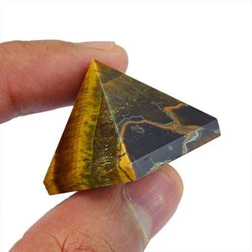 gemsmore:Genuine Golden Tiger Eye Healing Pyramid